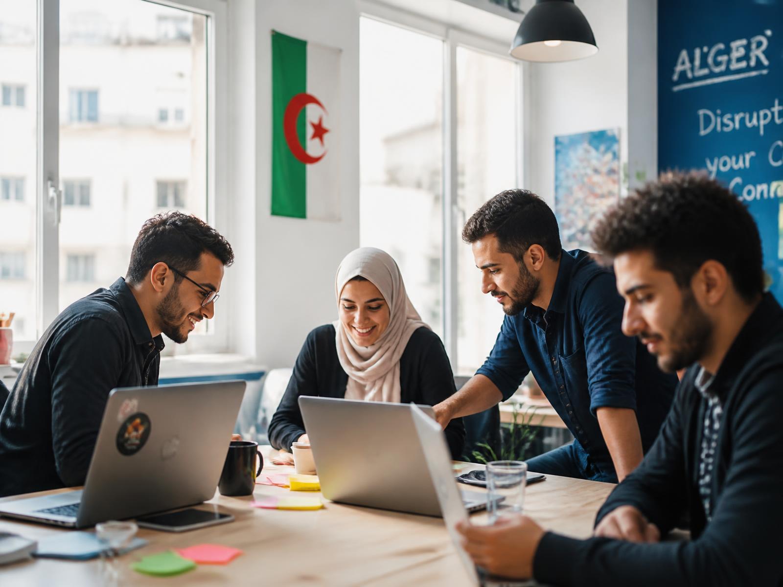 Porteurs de projet en atelier dans les locaux d'ActionUP à Hydra, Alger, Algérie